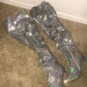 Sparkling knee high heels